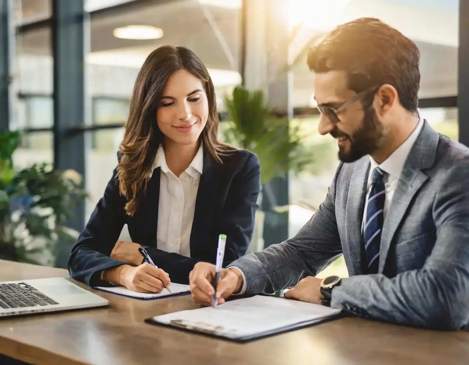 Who Signs First At Closing: Buyer Or Seller? 9 Firefly Photo Of A Buyer And Seller Signing Documents A Well Lit Office Setting With A Buyer And Se B