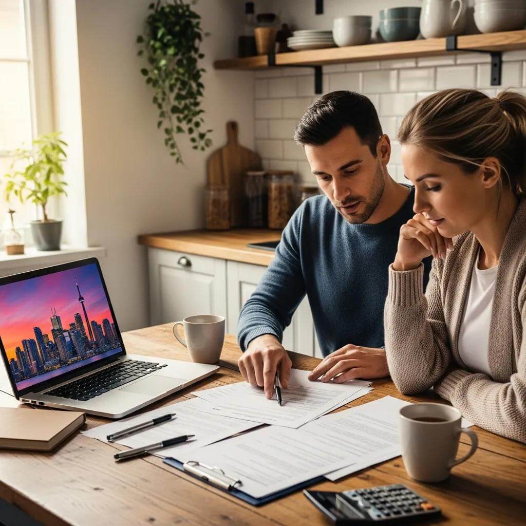 Closing Costs In Toronto: When Are They Due? 13 Couple Discussing Closing Costs In A Cozy Kitchen Setting With Toronto Skyline Visible Fea18D28 7E3A 4046 8C2E 9C6Dc8561F2E