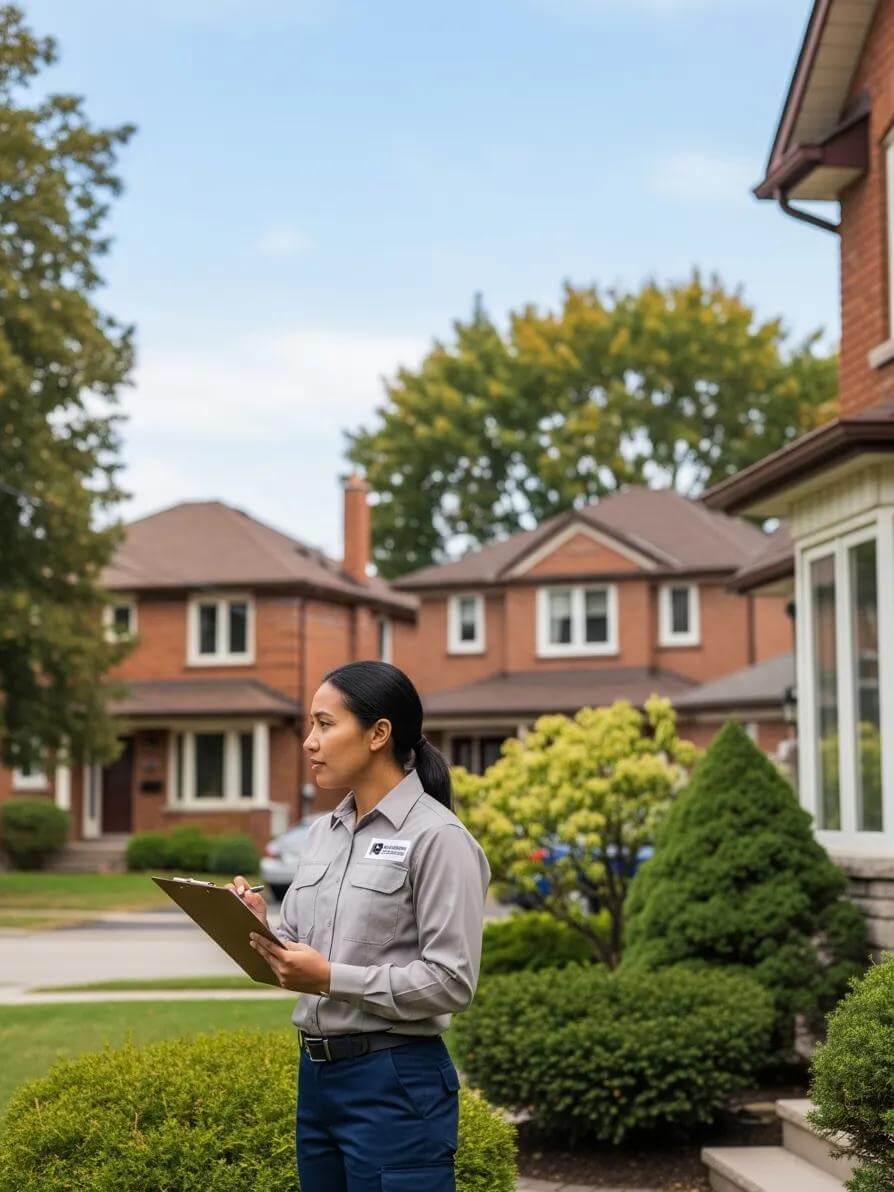 Comprehensive Home Inspection Checklist Template For Toronto Buyers And Sellers 20 Home Inspector Evaluating A House In A Toronto Neighborhood Emphasizing The Importance Of Home Inspections For Buyers And Sellers Cc4736Fc 8Ddd 4Bd5 Bfd1 4Cb769Bc04C8
