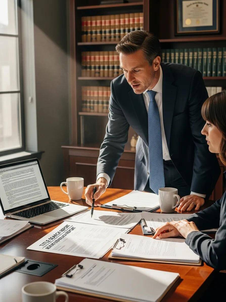 Real Estate Attorney Explaining Legal Documents To A Client Interested In Buying An Abandoned House, Emphasizing The Legal Process