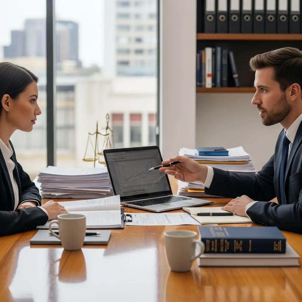 A Real Estate Lawyer Reviewing Closing Documents With A Client, Illustrating The Steps In The Closing Process