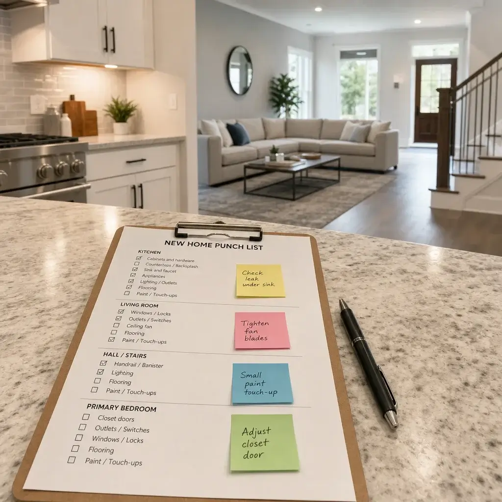 Buying A New Build Home In Ontario: Checklist 8 Clipboard Punch List Used During A Room-By-Room New Home Walkthrough.