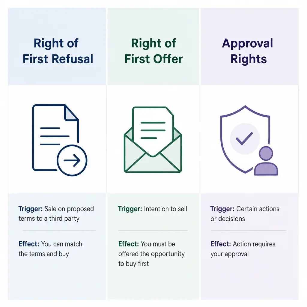 Homeowners Association Right Of First Refusal: How It Works 2 Simple Comparison Diagram Of Right Of First Refusal, Right Of First Offer, And Approval Rights.