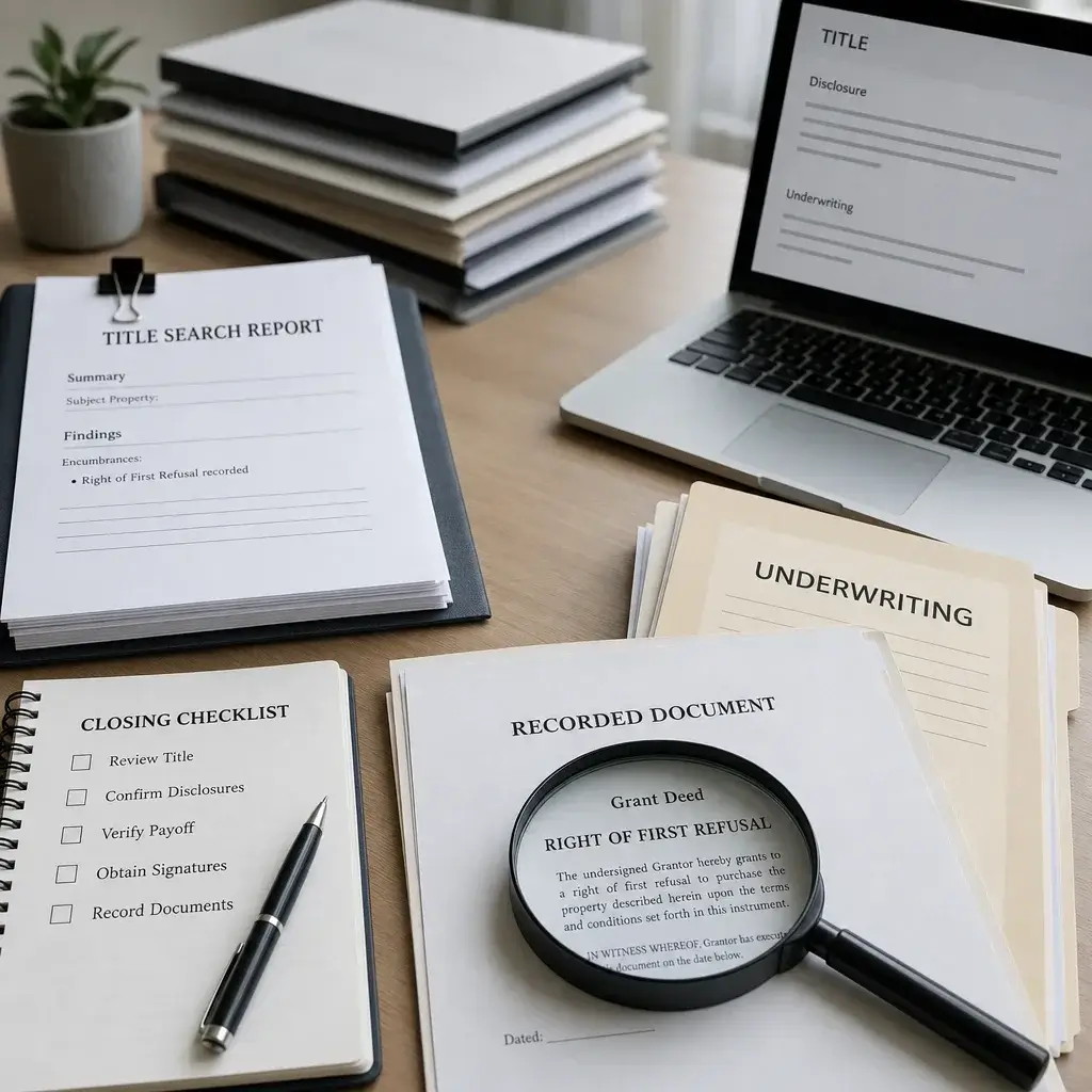 Homeowners Association Right Of First Refusal: How It Works 4 Title Search And Underwriting Documents Laid Out For Closing Review.