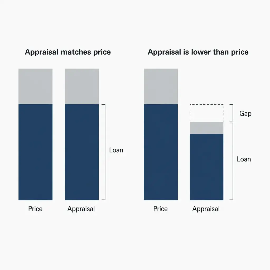 Home Appraisal When Buying A House In Ontario: Process, Cost &Amp; Low Appraisal Options 5 A Simple Diagram Showing How A Lower Appraisal Creates A Financing Gap.