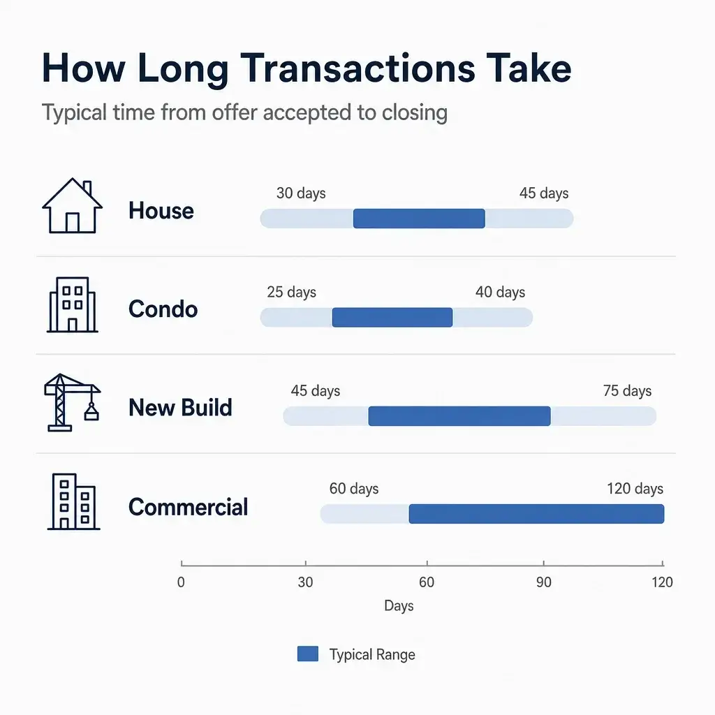 Due Diligence Period In Real Estate: Ontario Buyer &Amp; Seller Guide 2 A Simple Chart Showing Typical Due Diligence Time Ranges By Property Type.