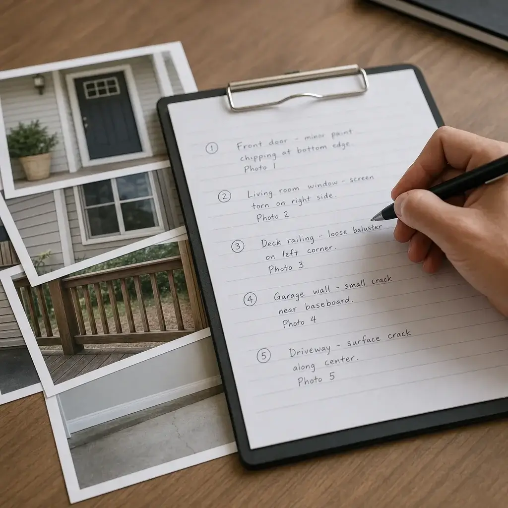 Home Inspection Checklist Ontario Buyers Can Use Before Purchase 7 A Buyer Organizing Inspection Notes, Photos, And Issue Logs.