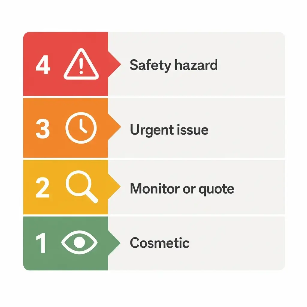 Home Inspection Checklist Ontario Buyers Can Use Before Purchase 6 A Simple Four-Level Severity Chart For Home Inspection Findings.